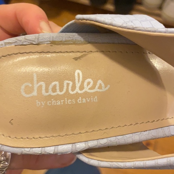 Baby blue Charles David double strap heels - Picture 4 of 5